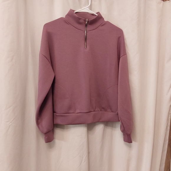 bombom Tops - Women's Mauve Mock Neck Pullover Sweatshirt